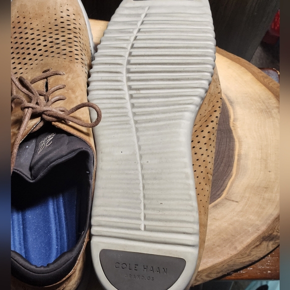 Cole Haan 2.0 Zerogrand Oxford Men's Shoes - Tan Perforated Suede, Size 13 - Picture 8 of 9